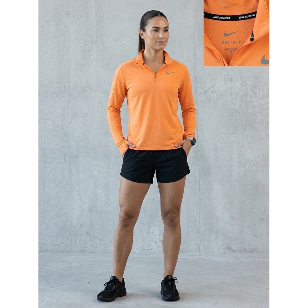 Nike Running Dri-FIT Womens Half Zip Pullover Orange Long Sleeve Top XXL